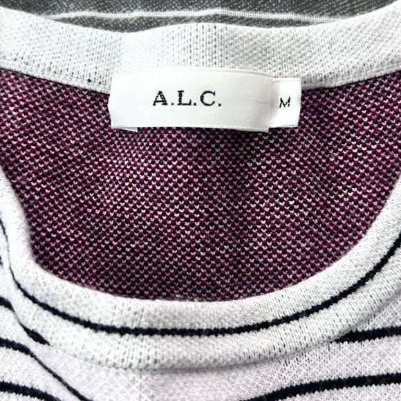 A.L.C.,Classic Striped w/Cabernet Floral Motif, Stretch, Dress, EUC,Size Medium - Picture 7 of 9